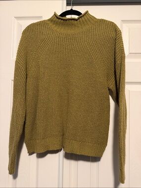 Women's Olive Ribbed Mock Neck Sweater